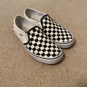 Checkered slip on vans